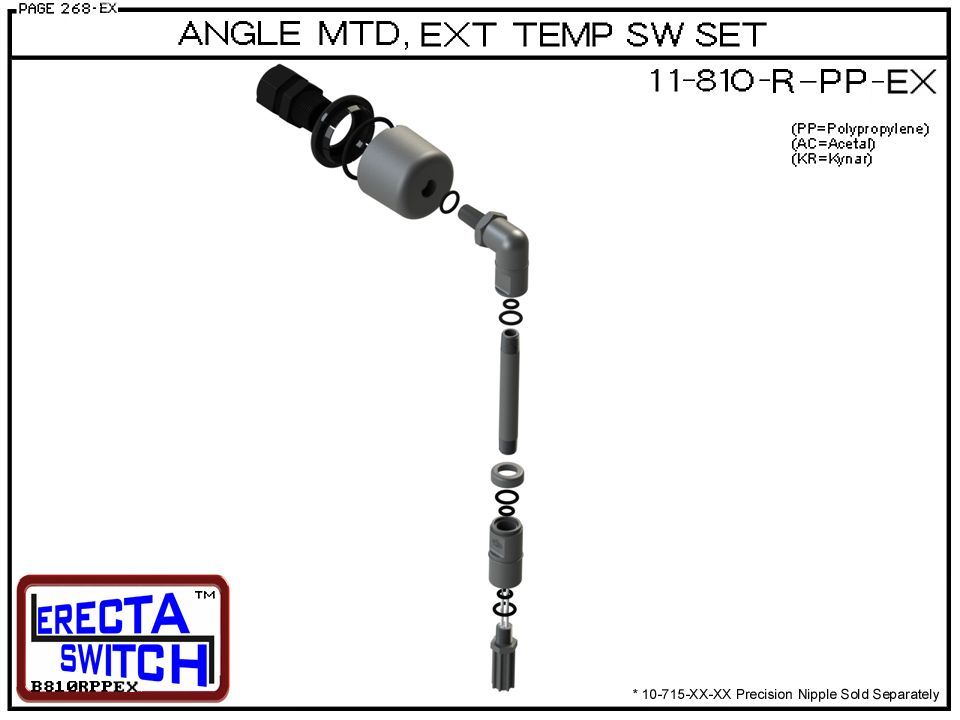 11-810-R-AC Angle Connector Mounted Receptacle Extended Temperature Probe / Bimetal Temperature Switch Set (Acetal) - OEM 10 Pack - Image 4