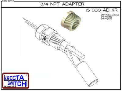 15-600-AD-KR 3/4 NPT Adapter (PVDF Kynar)